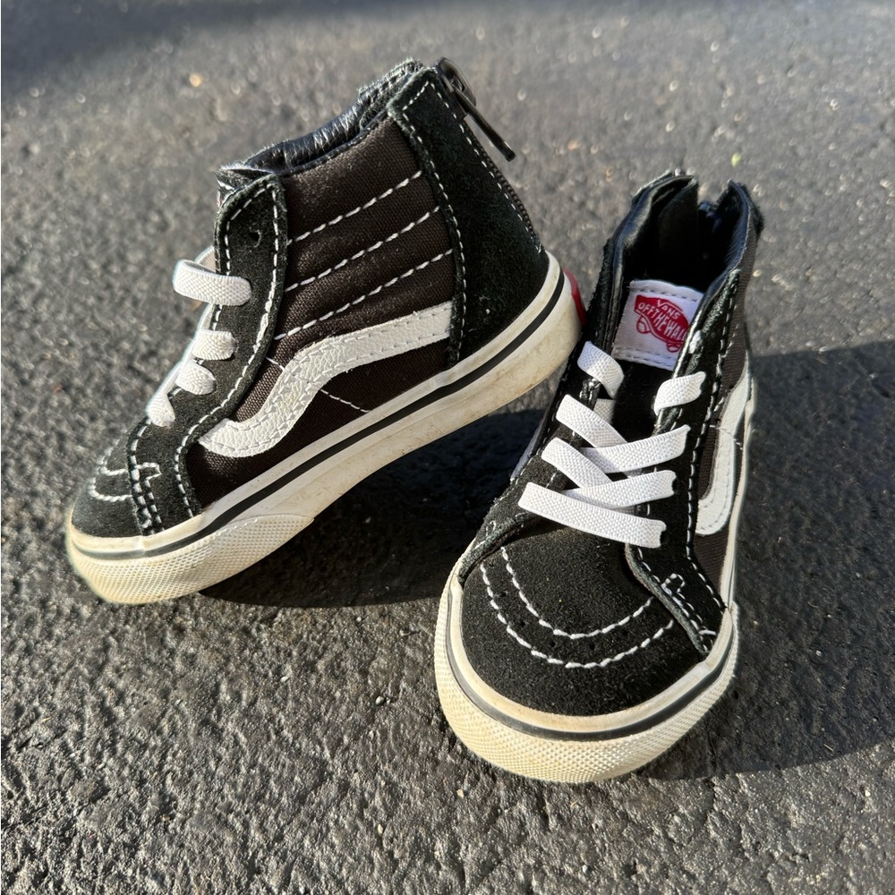 Vans Kids Black and White High-Top Sneakers